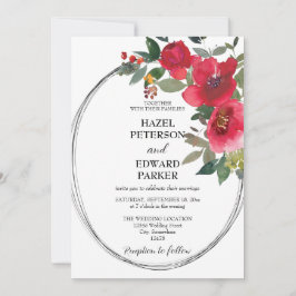 Elegante Hochzeit der Roten Rose Einladung