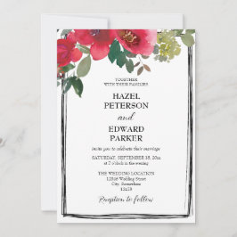 Elegante Hochzeit der Roten Rose Einladung