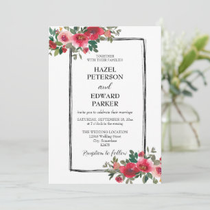 Elegante Hochzeit der Roten Rose Einladung