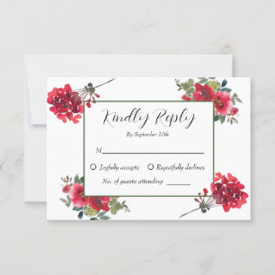 Elegante Hochzeit der Roten Rose RSVP Karte