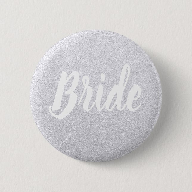 Elegante Hochzeit der silbernen Glitzer Button (Vorderseite)