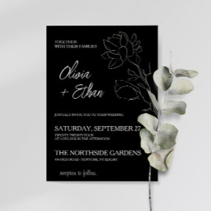 Elegante Hochzeit der Vintagen Schwarzen Flora Einladung
