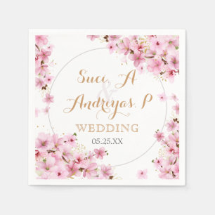 Elegante Hochzeit der Wasserfarben Cherry Blossom Serviette