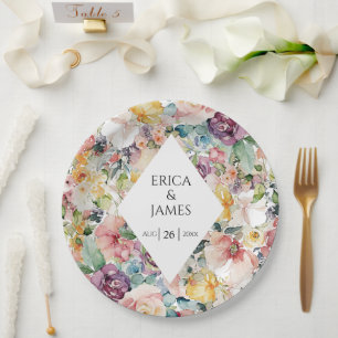 Elegante Hochzeit der Wasserfarben Pappteller