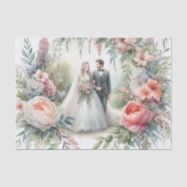 Elegante Hochzeit der Wasserfarbenbride Seidenpapier