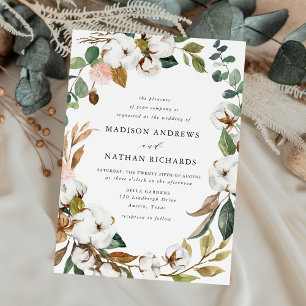 Elegante Hochzeit der Weißen Magnolien und Blush Einladung