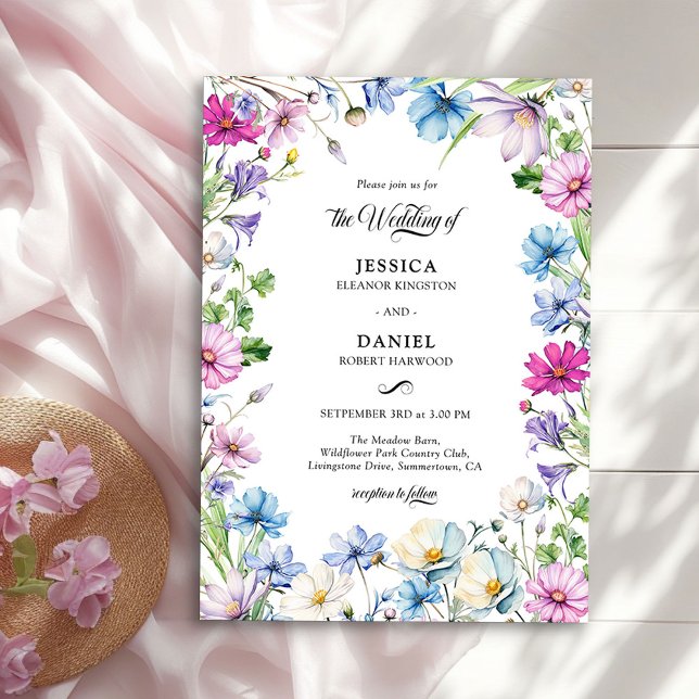 Elegante Hochzeit der Wildblume Garden Einladung (Wildflower Garden Wedding Invitation by Darling & May)