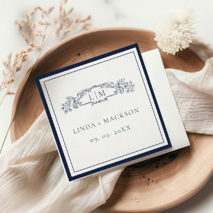 Elegante Hochzeit des botanischen Wappen Serviette