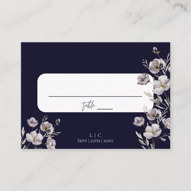 Elegante Hochzeit dunkle Marine Aquarell vielen Da Platzkarte (Vorderseite)