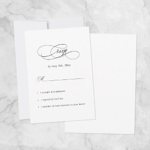 Elegante Hochzeit Einfach Minimilist Schwarz & Wei RSVP Karte