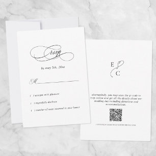 Elegante Hochzeit einfache moderne Monogramm-QR-Co RSVP Karte