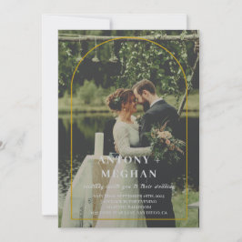 Elegante Hochzeit Einladung mit Goldbogen