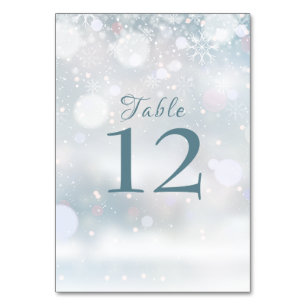 Elegante Hochzeit First Snowflakes Tischnummer