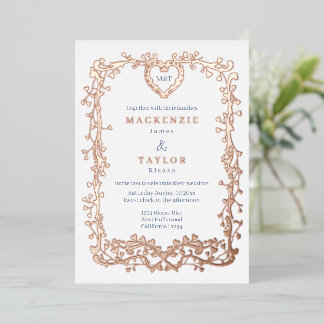 Elegante Hochzeit French Frame Herz Folieneinladung