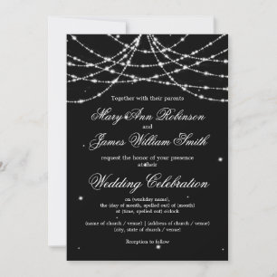 Elegante Hochzeit Funkelnde Schnur Schwarz Einladung