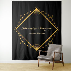 Elegante Hochzeit Gold-Diamant-Photobooth-Hintergr Wandteppich