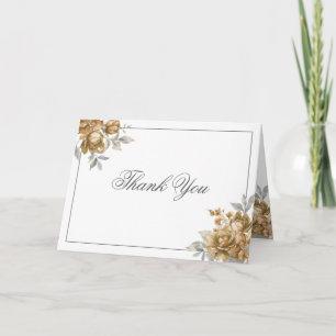 Elegante Hochzeit Gold Rustikale Blumen Dankeskarte