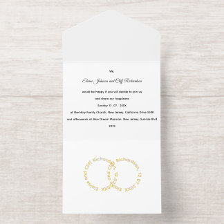 Elegante Hochzeit, goldene geschriebene Namen, All-in-One-Einladung