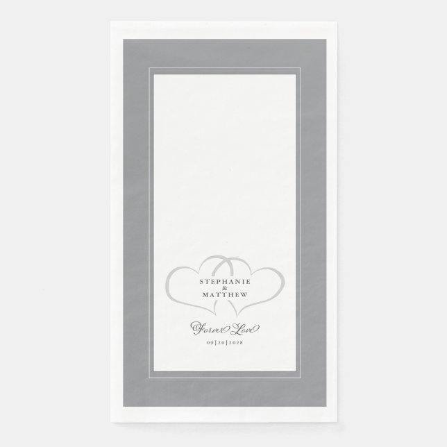 Elegante Hochzeit Graue und weiße Herzen für immer Serviette (Vorderseite)