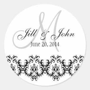 Elegante Hochzeit Graues Monogramm - Heiratsantrag Runder Aufkleber