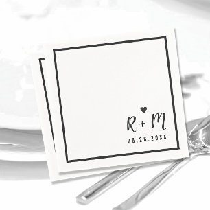 elegante Hochzeit handschriftlich schwarz-weiß Serviette