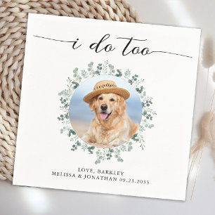 Elegante Hochzeit ich tue zu modernem Foto Haustie Serviette