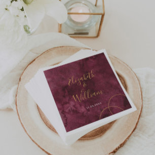 Elegante Hochzeit im Burgund und im Gold Watercolo Serviette
