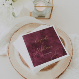 Elegante Hochzeit im Burgund und im Gold Watercolo Serviette