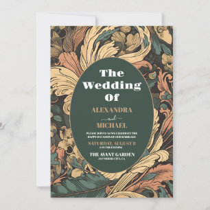 Elegante Hochzeit im floralen Jugendstil Einladung