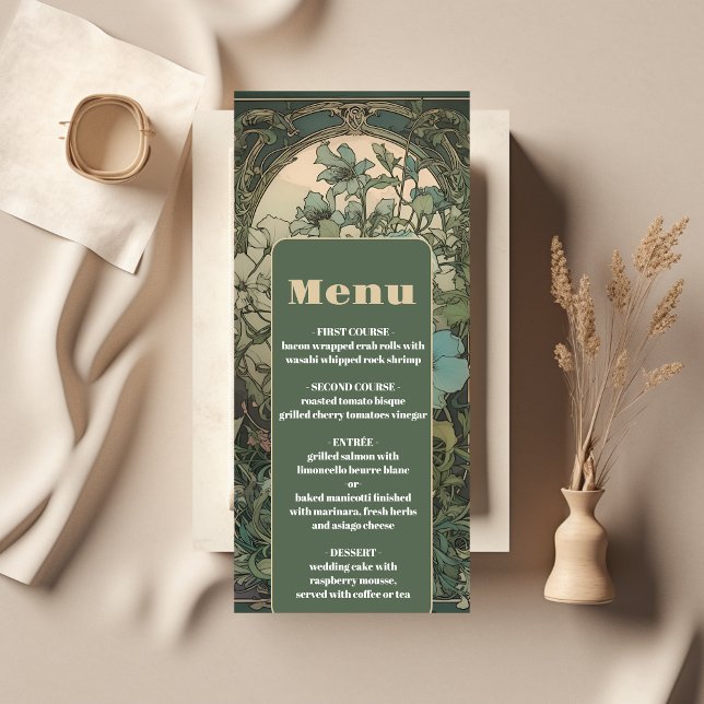 Elegante Hochzeit im floralen Jugendstil Menükarte (Von Creator hochgeladen)