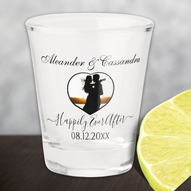 Elegante Hochzeit im Foto Modernes Herz Schnapsglas (Von Creator hochgeladen)