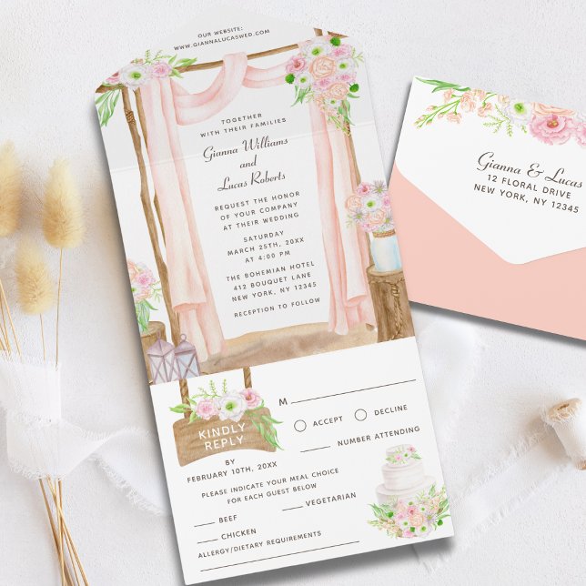 Elegante Hochzeit im Freien All In One Einladung (Von Creator hochgeladen)