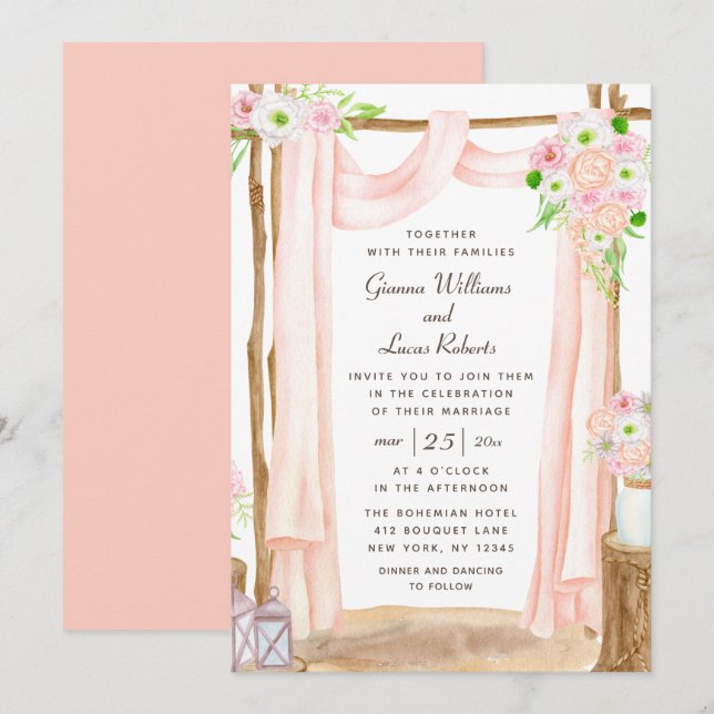 Elegante Hochzeit im Freien Einladung (Vorne/Hinten)