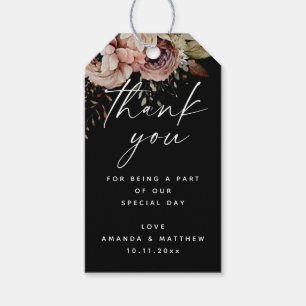 Elegante Hochzeit im Herbst Black Boho Floral Vi Geschenkanhänger