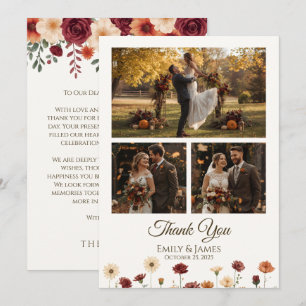 Elegante Hochzeit im Herbst Flat Dankeschön Karte