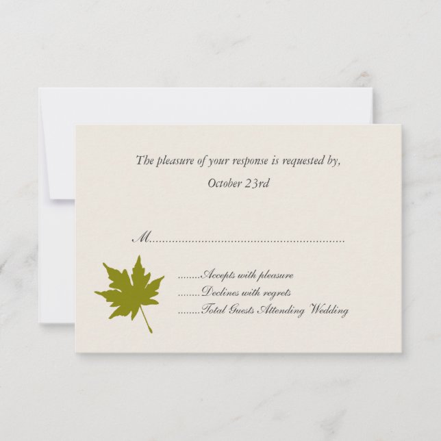 Elegante Hochzeit im Herbst Response Cards RSVP Karte (Vorderseite)