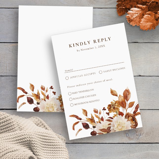 Elegante Hochzeit im Herbst RSVP Karte (Elegant Fall Watercolor Floral Wedding RSVP Card by Painted Paperie
)