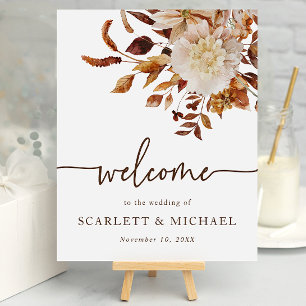 Elegante Hochzeit im Herbst Willkommen Poster