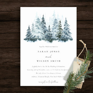 Elegante Hochzeit im Winterwald Pine Einladung