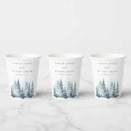 Elegante Hochzeit im Winterwald Pine Pappbecher