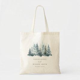 Elegante Hochzeit im Winterwald Pine Tragetasche