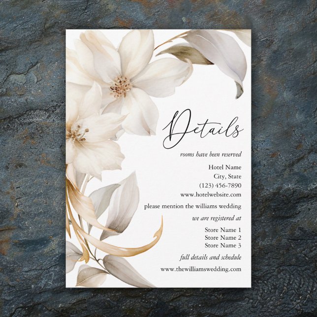 Elegante Hochzeit in Beige und Weiß Begleitkarte (Von Creator hochgeladen)