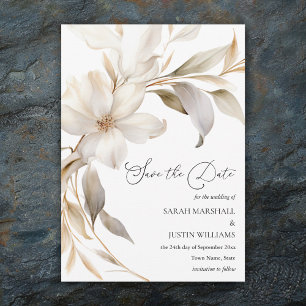Elegante Hochzeit in Beige und Weiß Save The Date