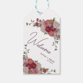 Elegante Hochzeit in Burgund Geschenkanhänger