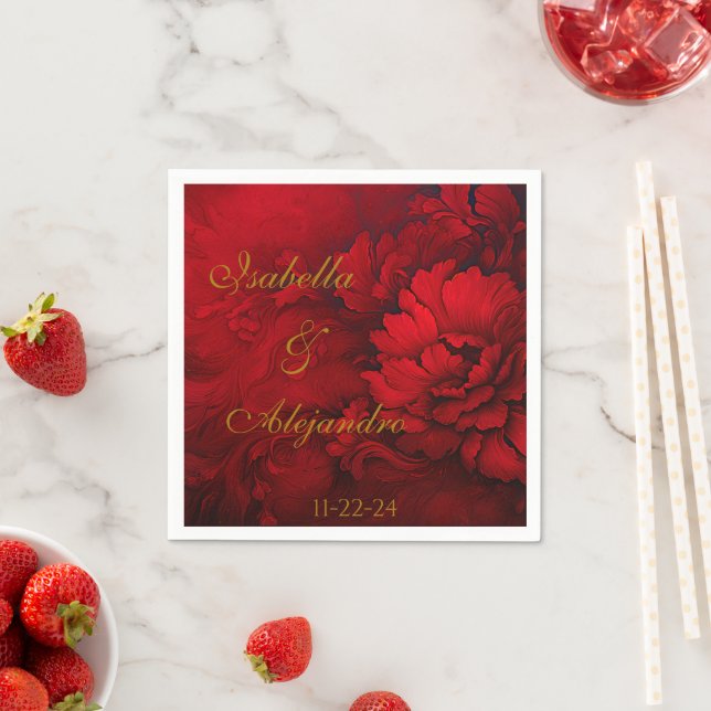 Elegante Hochzeit in Burgund und Rot-Flora Serviette (Beispiel)