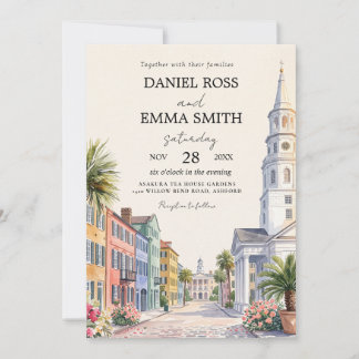 Elegante Hochzeit in Charleston South Carolina Einladung