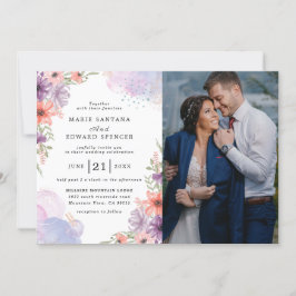 Elegante Hochzeit in Flora und Foto Einladung