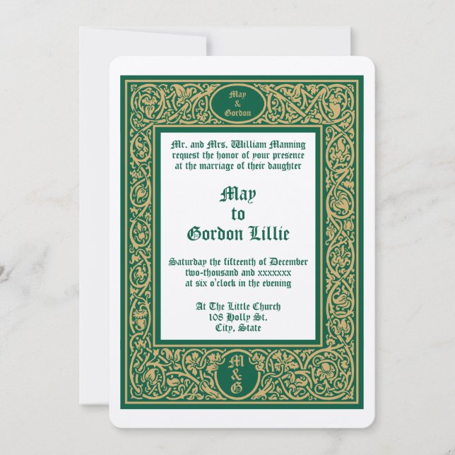Elegante Hochzeit in Foliage und an der Blumengren Einladung (Vorderseite)