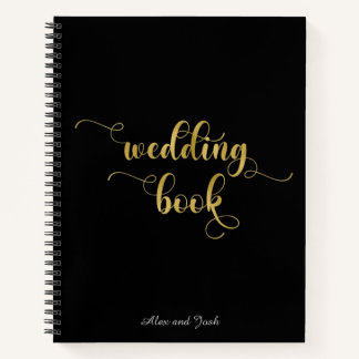 Elegante Hochzeit in Gold und Schwarz Notizbuch