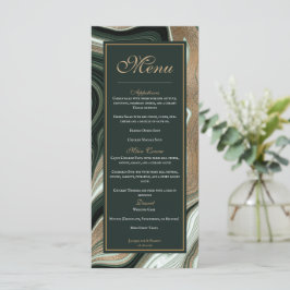 Elegante Hochzeit in Grün und Gold Menükarte